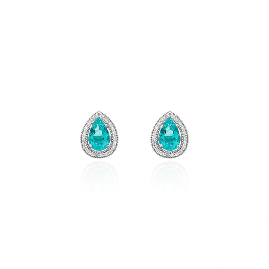 Moissanite earring with Paraiba stone