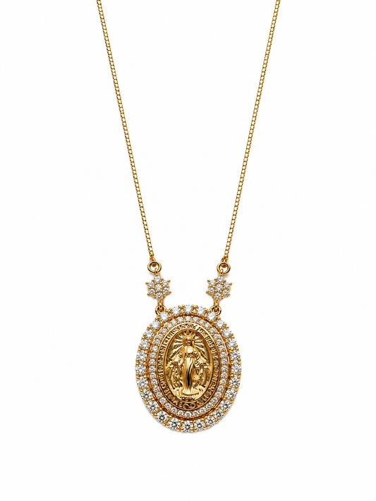 Miraculous Medal Moissanite flower