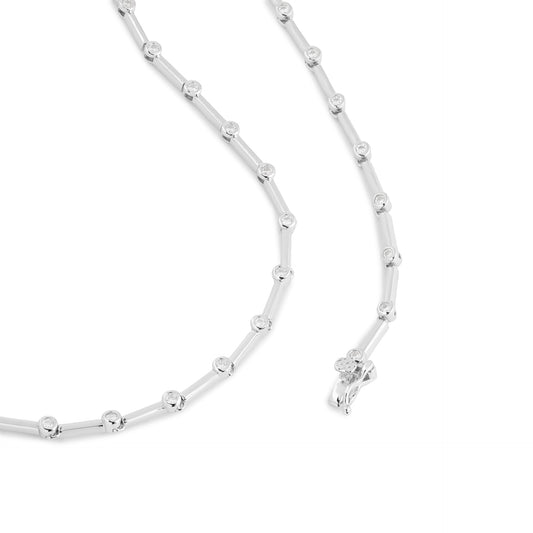 Collier knife-edge setting Moissanite rhodium plated