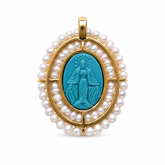 Embroidered Saint Pendant with pearls