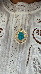 Embroidered Saint Pendant with pearls