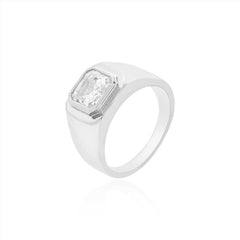 Square pinky moissanite ring