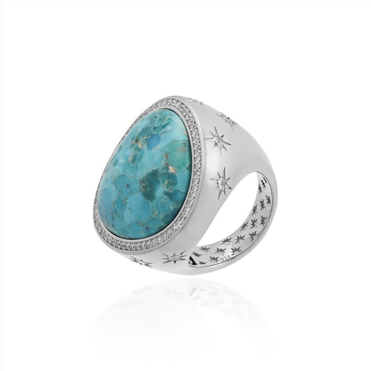 Tulun turquoise moissanite ring