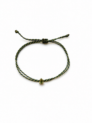 Green sapphire teardrop silk cord bracelet