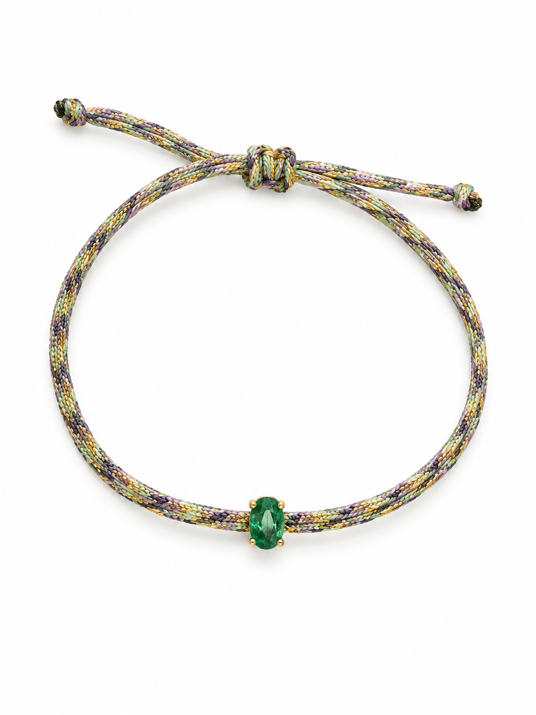Oval emerald silk thread bracelet