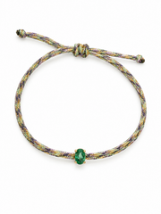 Oval emerald silk thread bracelet