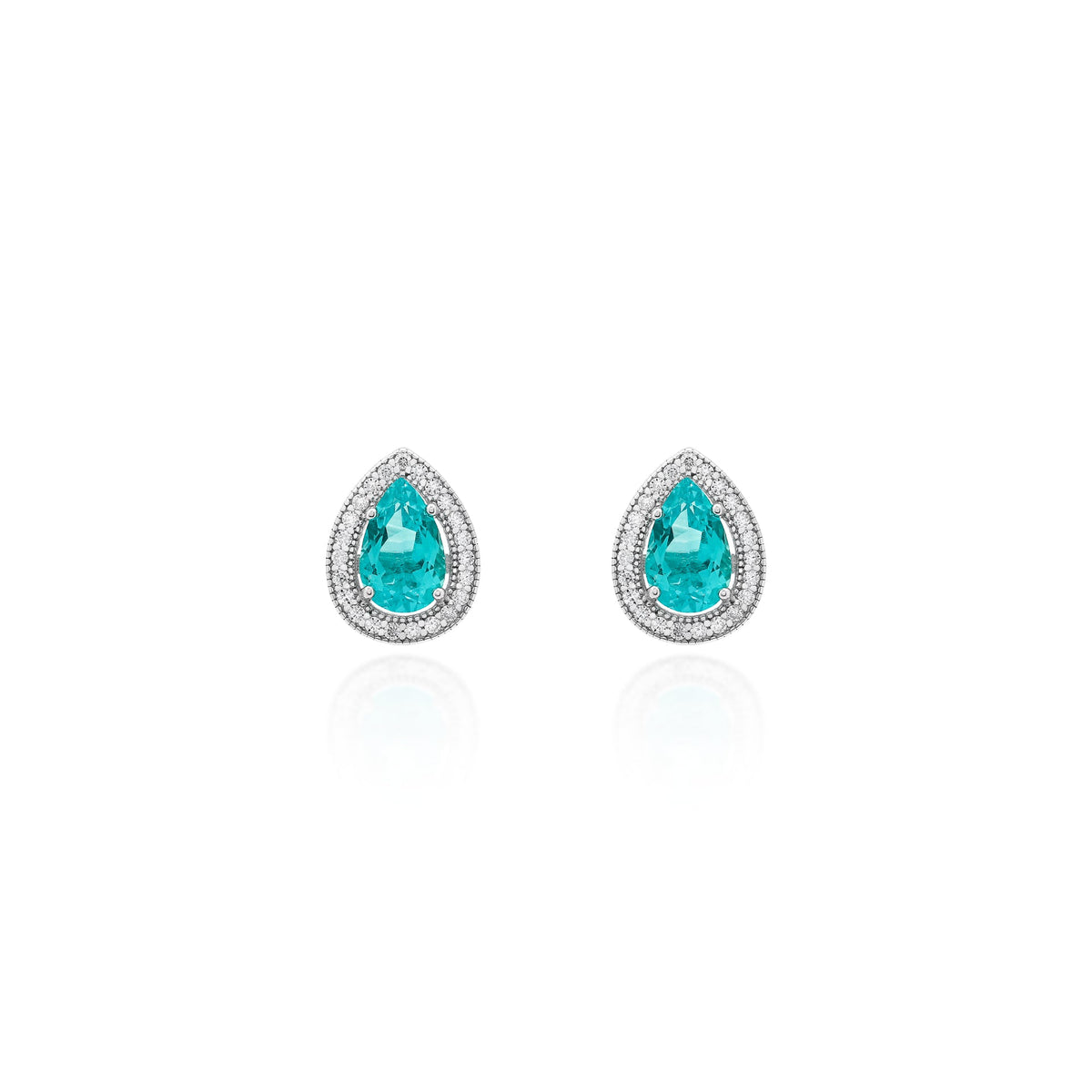 Moissanite earring with Paraiba stone