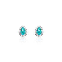 Moissanite earring with Paraiba stone