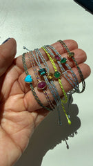 Turquoise heart silk cord bracelet