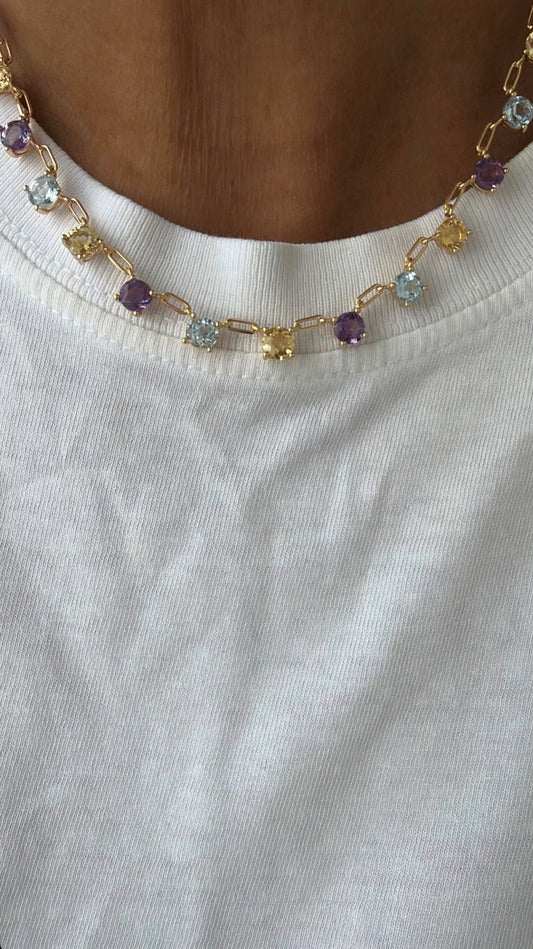 Natural gemstone drop necklace