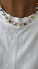 Natural gemstone drop necklace
