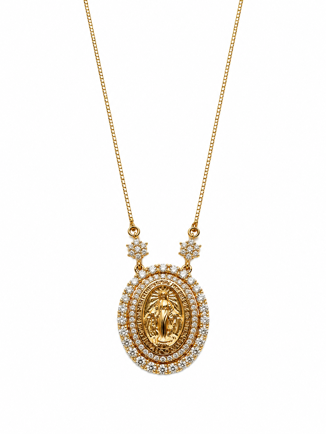 Miraculous Medal Moissanite flower