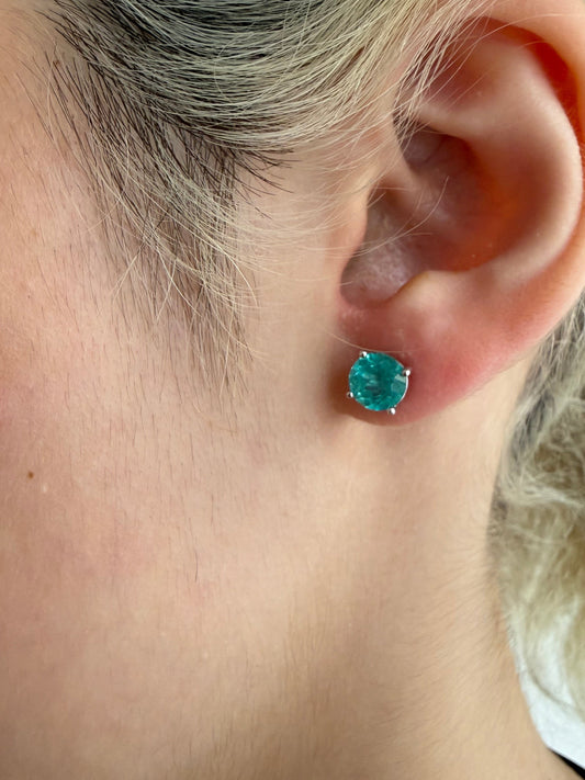 Lab-grown Paraiba tourmaline 5mm stud earring