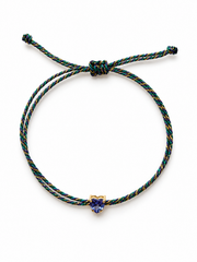 Tanzanite heart silk cord bracelet