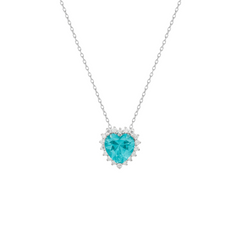 Ocean necklace heart Paraiba tourmaline LABGROWN