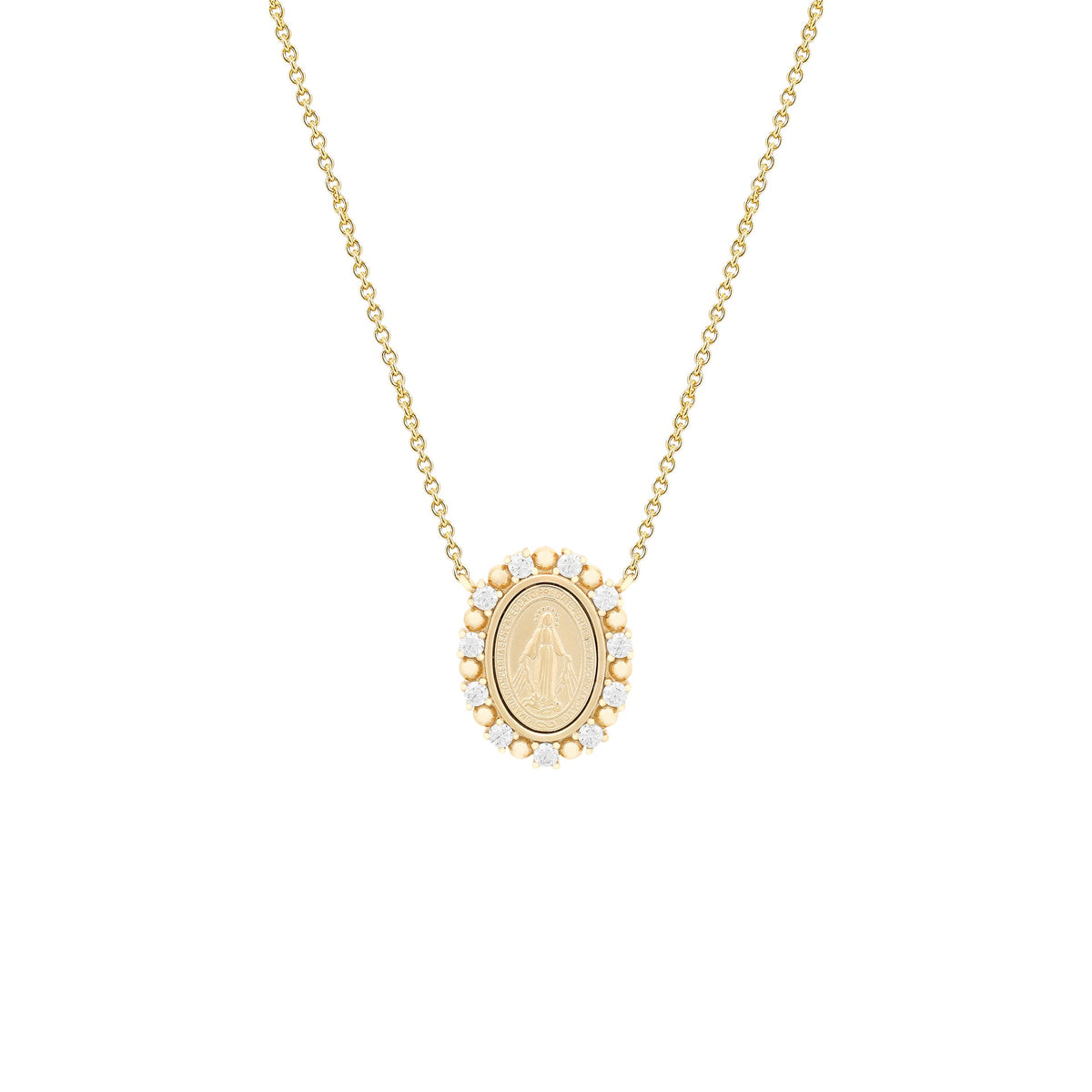 Miraculous medal moissanite necklace