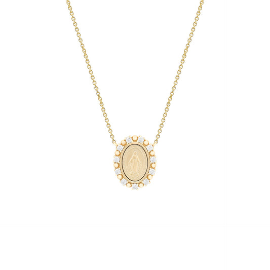 Miraculous medal moissanite necklace