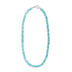 Turquoise tablet necklace 70cm Moissanite clasp