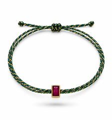 Silk cord bracelet with 4x6mm rubies