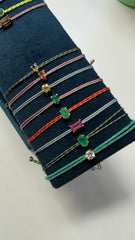 Green sapphire teardrop silk cord bracelet