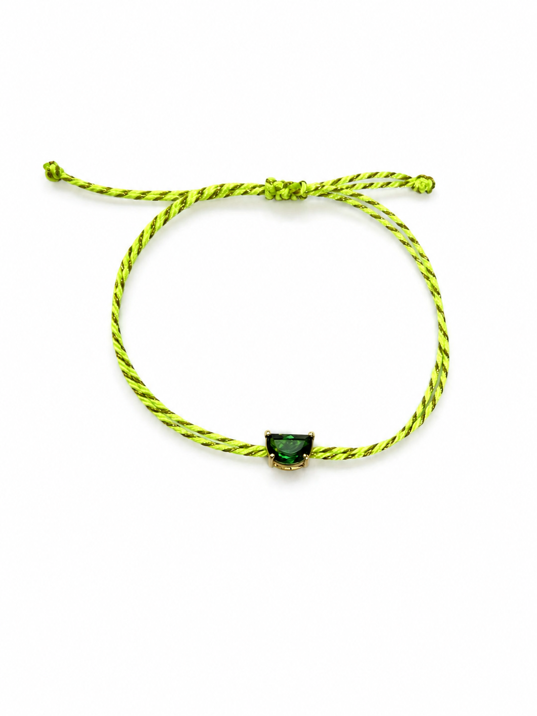 Half-moon tourmaline silk cord bracelet