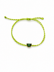Half-moon tourmaline silk cord bracelet