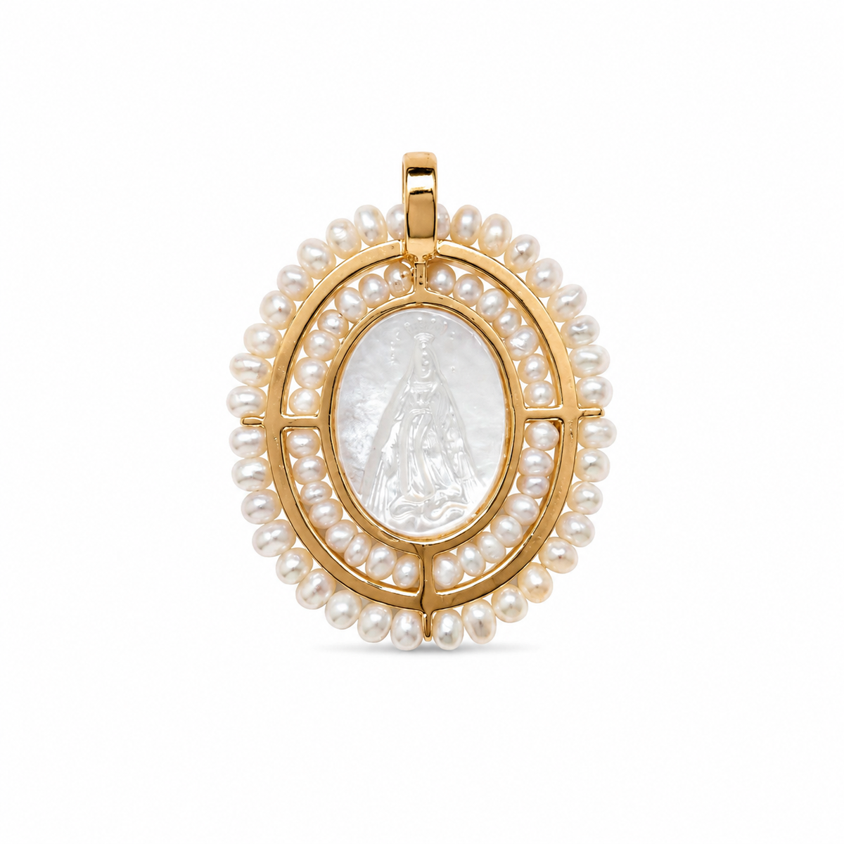 Embroidered Saint Pendant with pearls