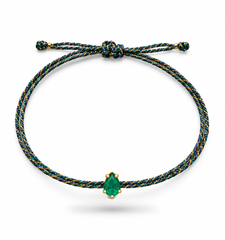 Emerald silk cord bracelet 5x6.5mm