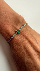Emerald 4x5mm silk cord bracelet