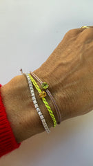 Orange sapphire oval silk cord bracelet