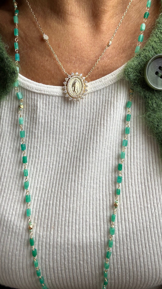 Miraculous Medal Necklace with Zirconias