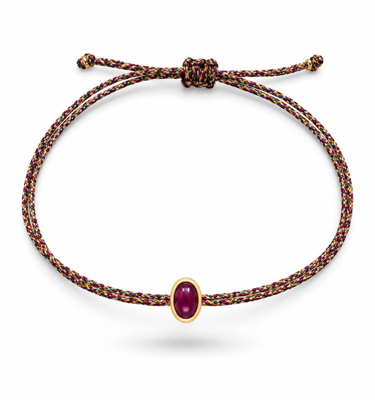 Ruby star silk cord bracelet 4x6mm
