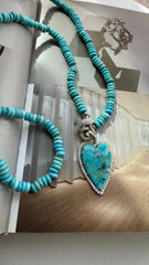 Turquoise tablet necklace 70cm Moissanite clasp