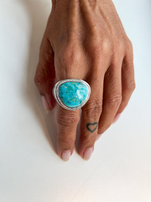 Tulun turquoise moissanite ring