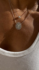 Miraculous Medal Necklace with Moissanite Pave Crown Setting