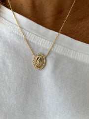 Miraculous medal moissanite necklace