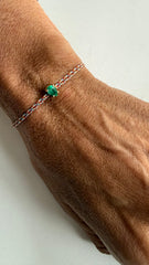 Emerald teardrop 4x6mm silk cord bracelet