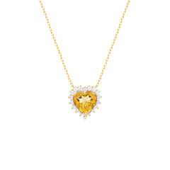 Natural citrine heart and Moissanite necklace