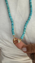 Turquoise tablet necklace 70cm Moissanite clasp