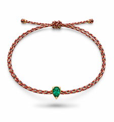 Emerald teardrop 4x6mm silk cord bracelet