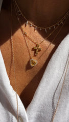 Natural citrine heart and Moissanite necklace
