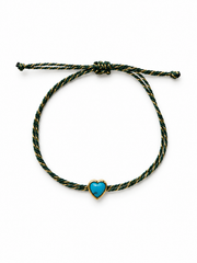 Turquoise heart silk cord bracelet