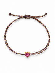 Silk cord bracelet with tourmaline heart