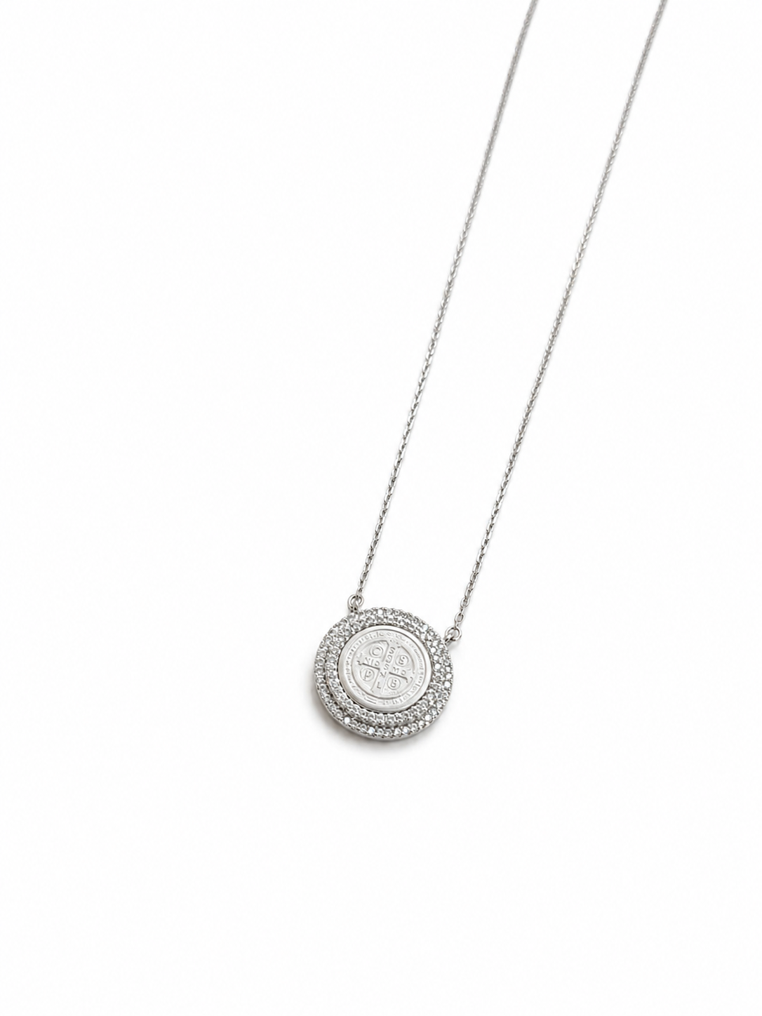 Saint Benedict Moissanite Necklace 2 rows