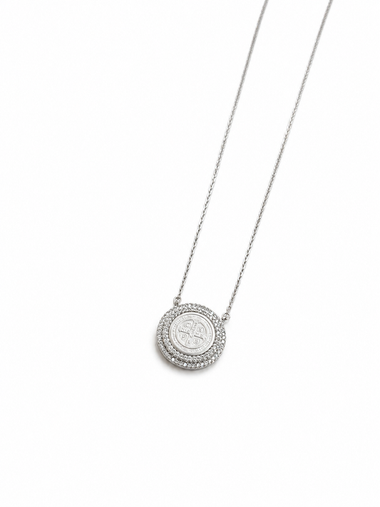 Saint Benedict Moissanite Necklace 2 rows