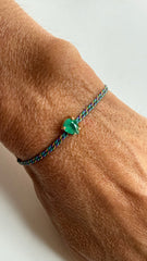 Emerald silk cord bracelet 5x6.5mm