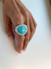 Tulun turquoise moissanite ring