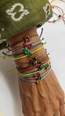 Half-moon tourmaline silk cord bracelet