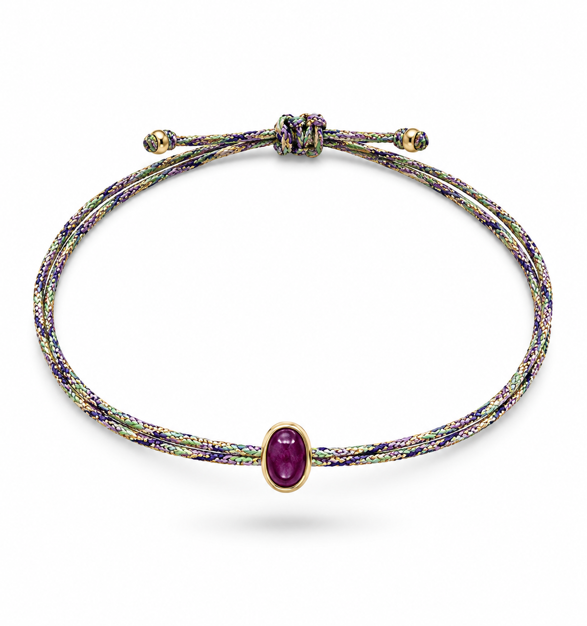 Ruby star silk cord bracelet 4x6mm