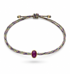 Ruby star silk cord bracelet 4x6mm
